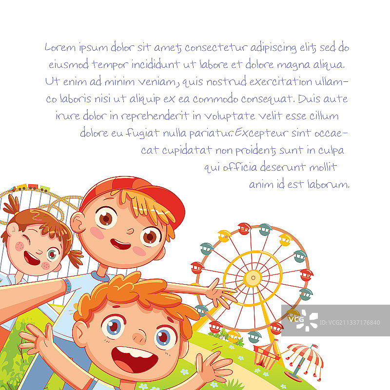 游乐场摩天轮儿童自拍图片素材