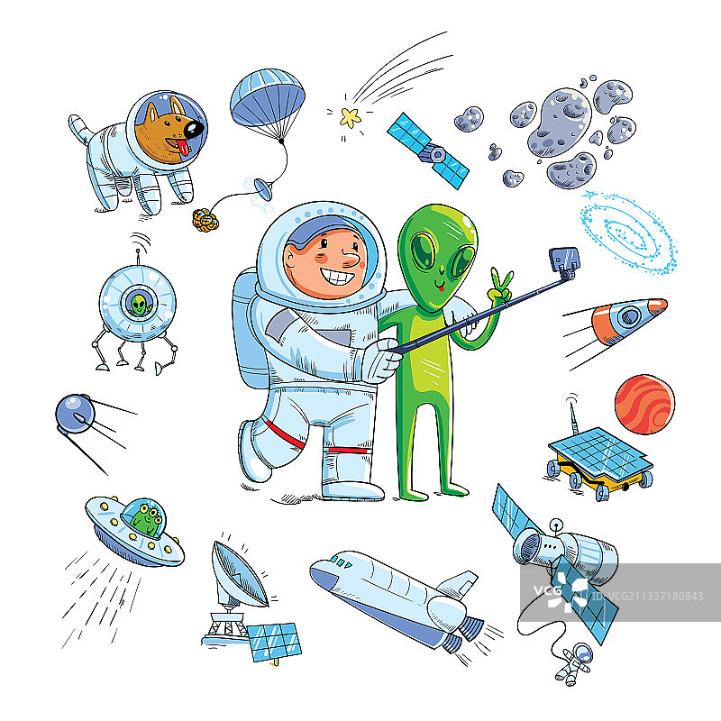 有趣的卡通太空物体图片素材