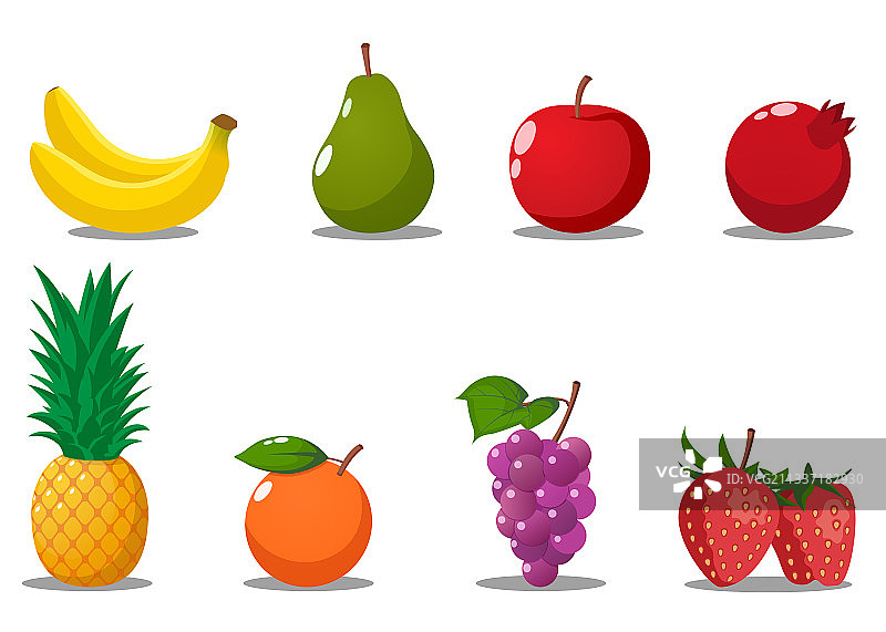 卡通水果套装香蕉梨苹果图片素材
