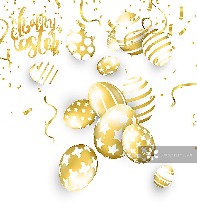 金色彩蛋复活节快乐banner背景图片素材