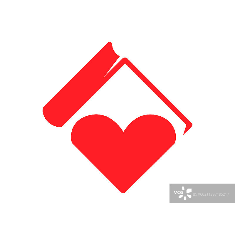 书籍和心形符号白色背景图片素材