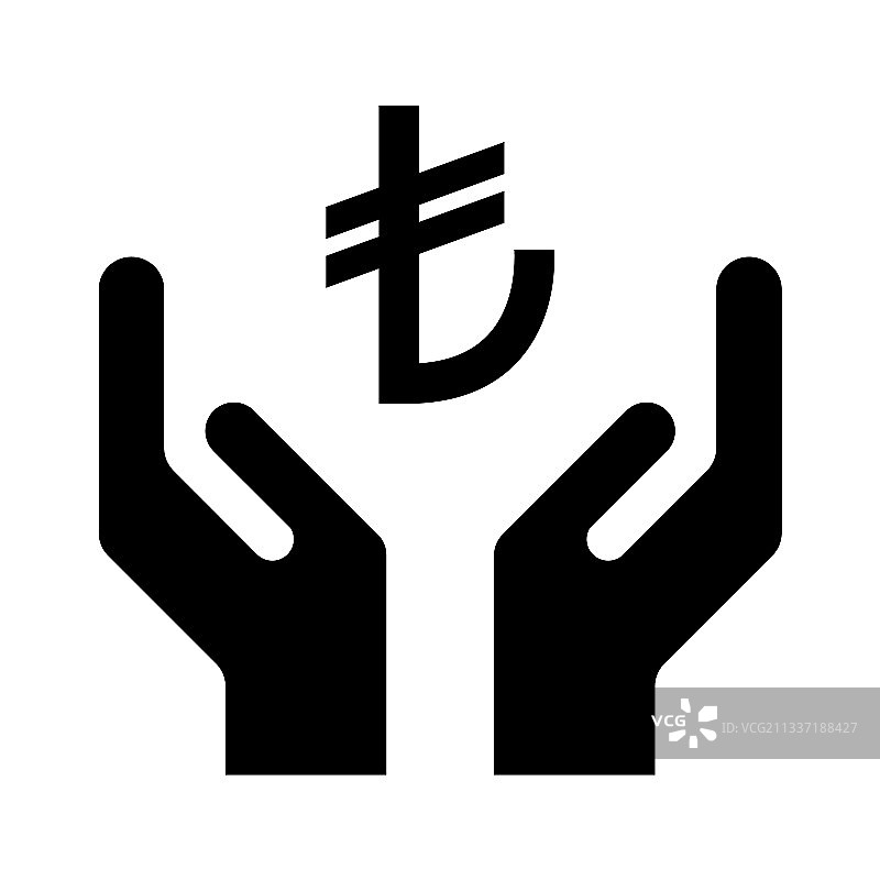 带有里拉符号的希望图标人手图片素材