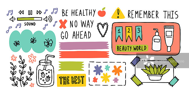 可爱日记手绘涂鸦元素图片素材