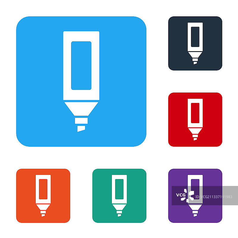 白色马克笔图标，隔离在白色背景上图片素材