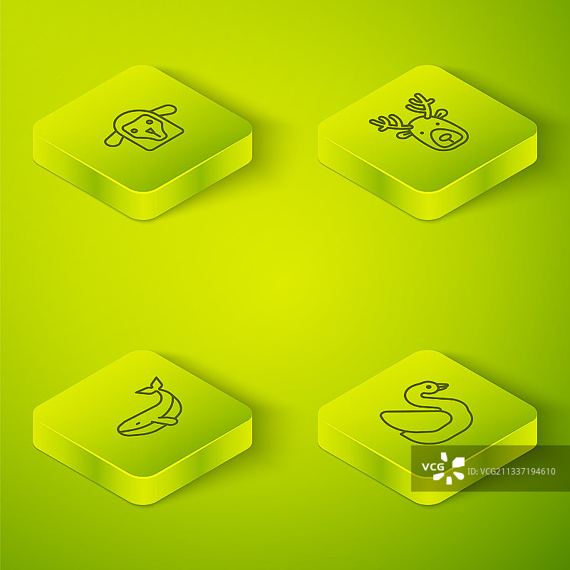 2.5D鹿头、鲸鱼、天鹅套装图片素材