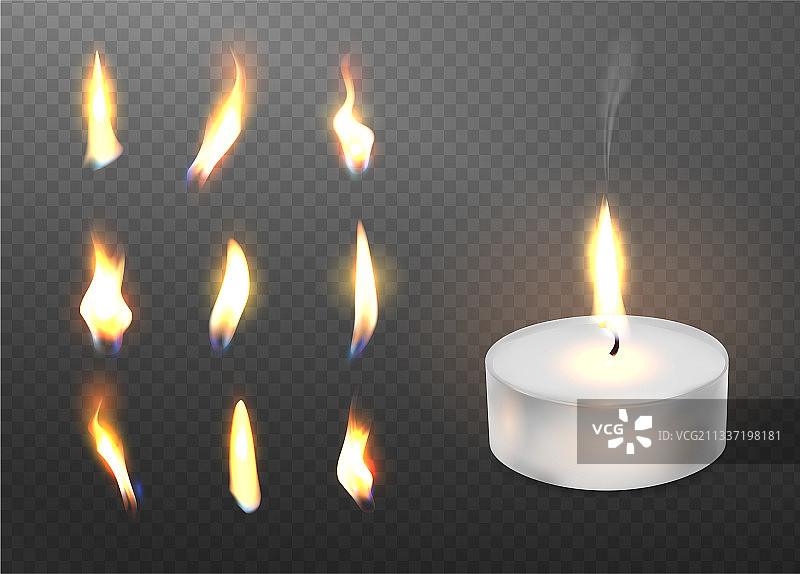 3D烛光和不同火焰图片素材