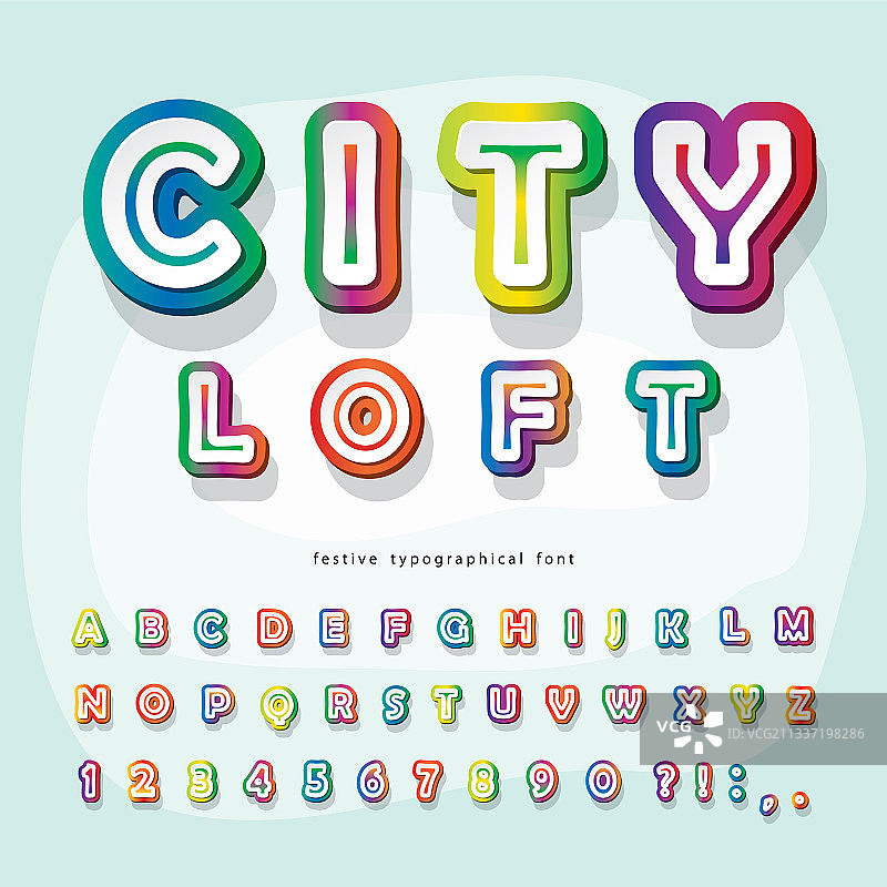 现代都市风全息3D字母时尚字体图片素材