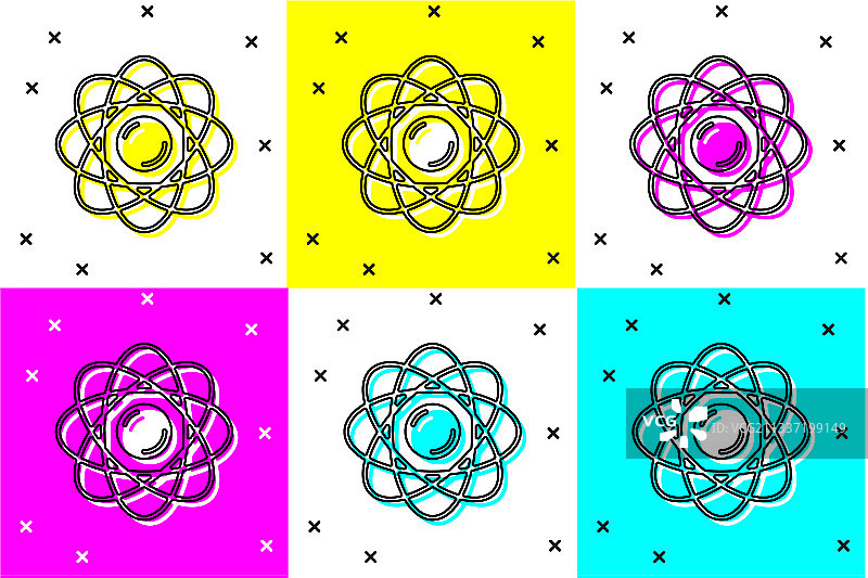 彩色背景上的原子图标符号素材图片素材