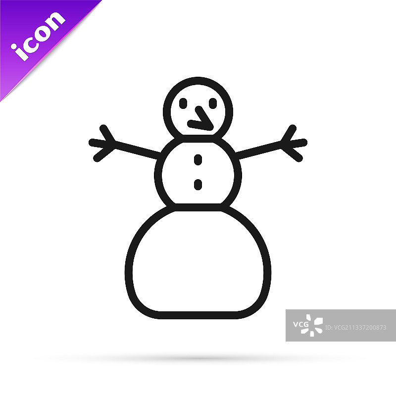黑色线条圣诞节雪人图标图片素材