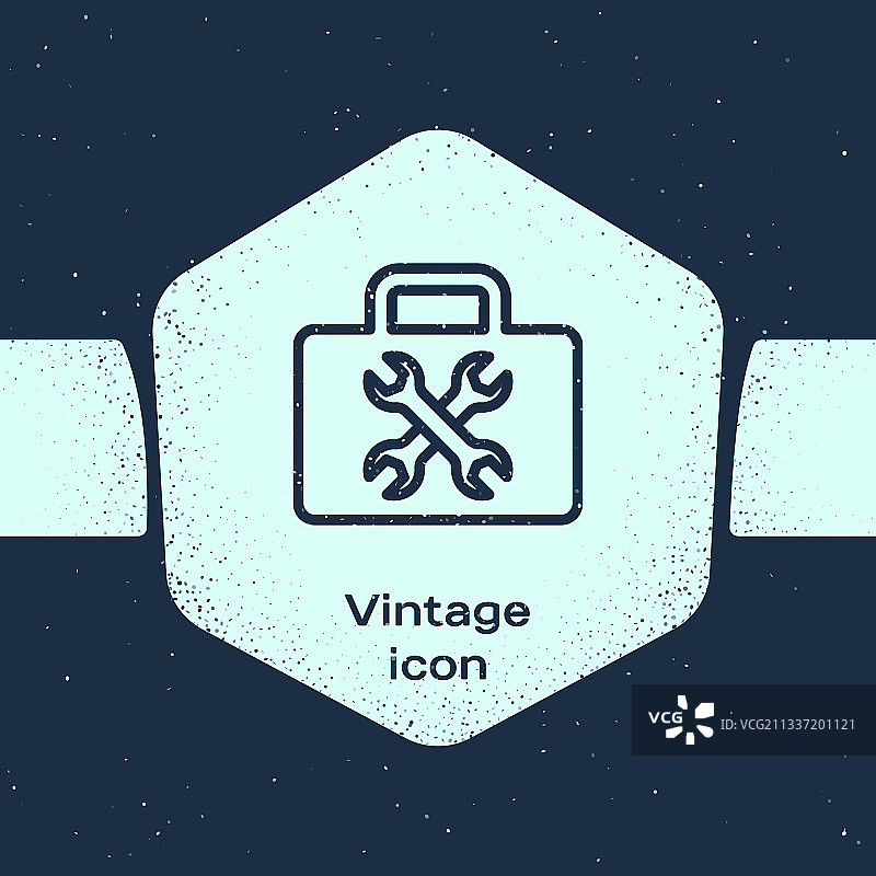 蓝色背景上的工具箱油灰线条图标图片素材