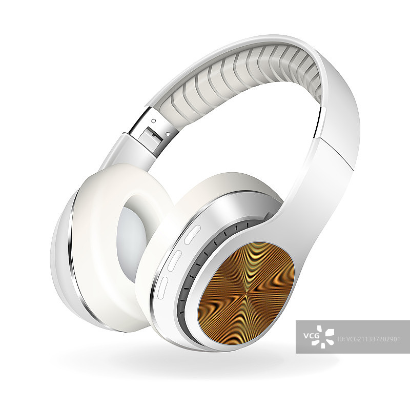 白色和棕色耳机，白色背景图片素材