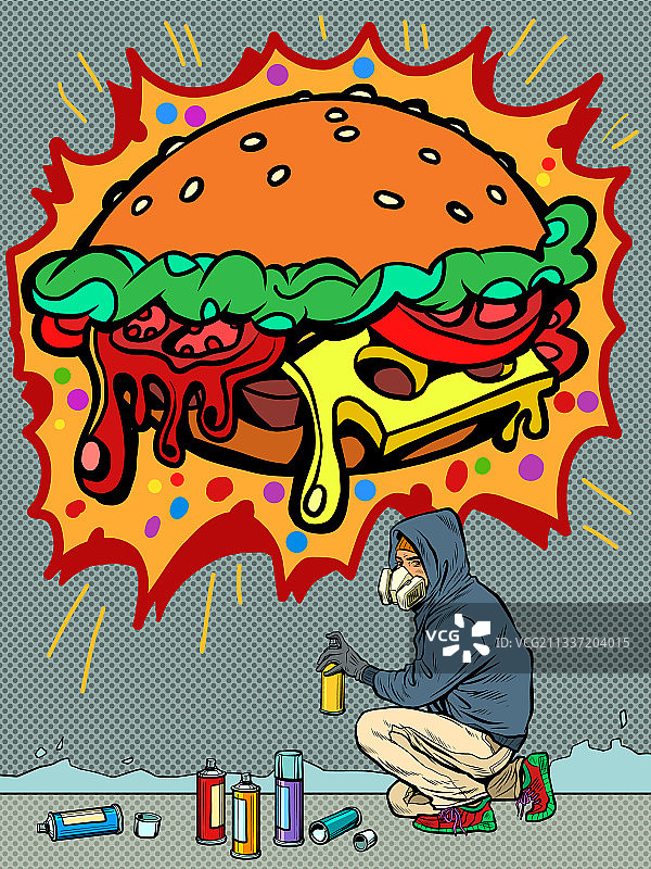 青少年男孩涂鸦汉堡图案图片素材