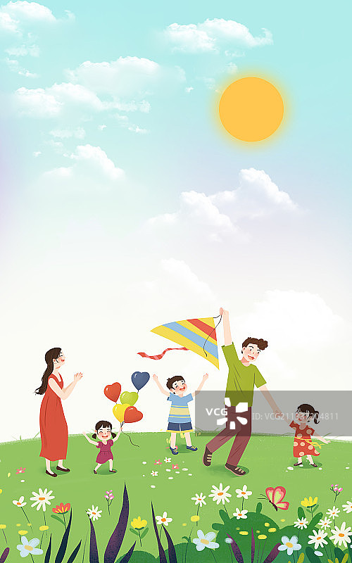 暑假一家人玩耍散心图片素材