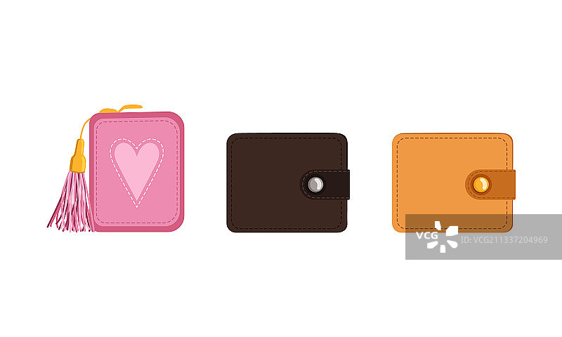 用于携带个人物品的扁平小钱包图片素材