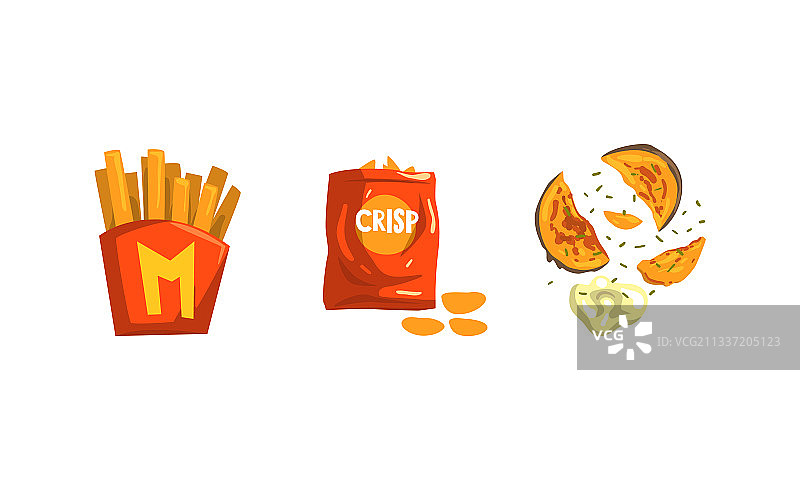 炸薯条和香脆薯片美食图片素材