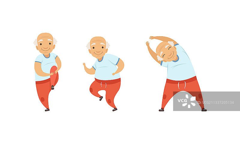 做健身运动的灰发老人图片素材