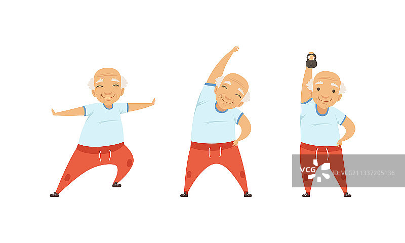 做健身运动的灰发老人图片素材