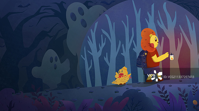 柿子小花深林探险图片素材