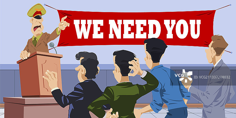 愤怒的将军在讲台上为互联网发表演讲图片素材