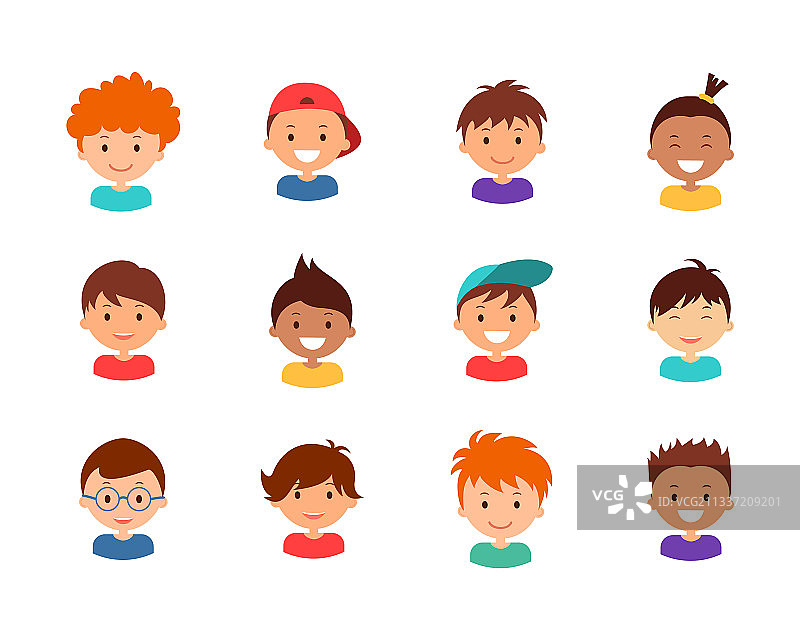 微笑儿童头像男孩合集图片素材