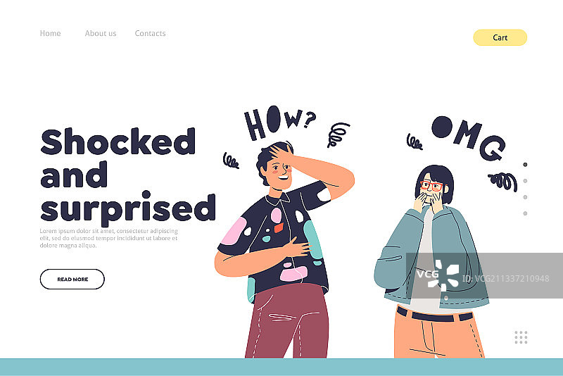 震惊和惊喜概念着陆页图片素材