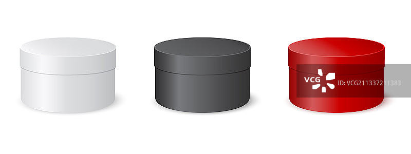 红黑白圆形盒子样机图片素材