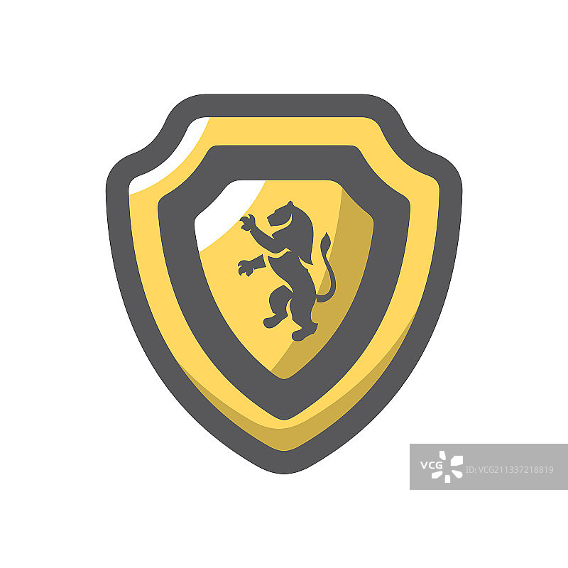 卡通金色狮子盾牌图片素材