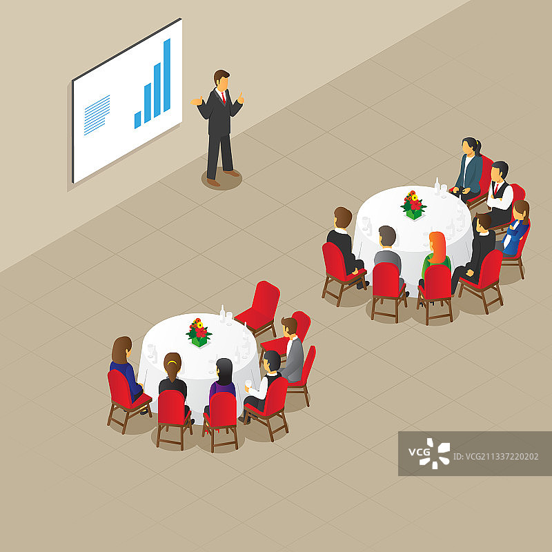 2.5D圆桌会议场景图片素材