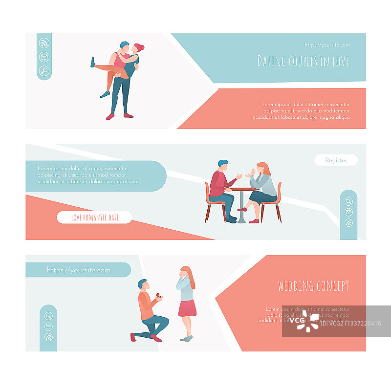 恋爱约会情侣着陆页模板设计图片素材
