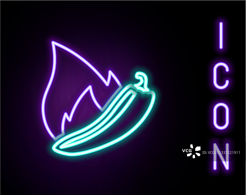 发光霓虹灯线辣椒荚图标图片素材