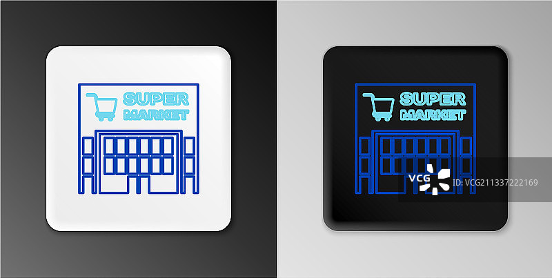 带购物车图标的线性超市建筑图片素材