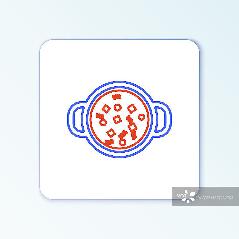 白色背景上的锅中煮汤线性图标图片素材