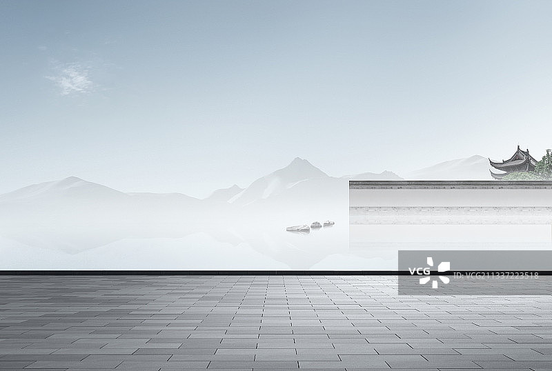 极简汽车合成场景图图片素材