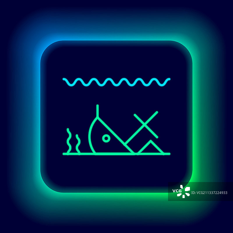 发光霓虹灯线沉船图片素材