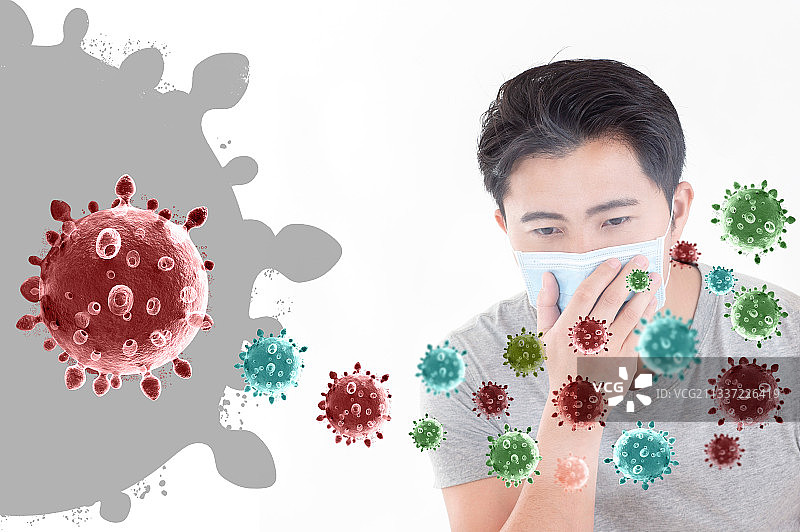 病毒侵略人体并咳嗽发烧的症状图片素材