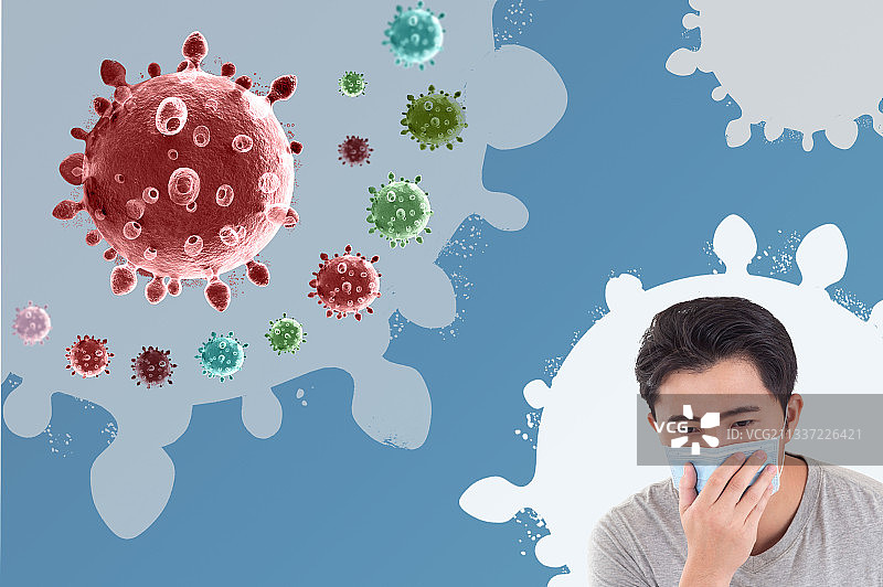 病毒侵略人体并咳嗽发烧的症状图片素材