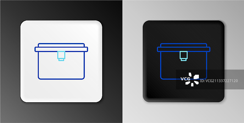 灰色背景上的饭盒线性图标图片素材
