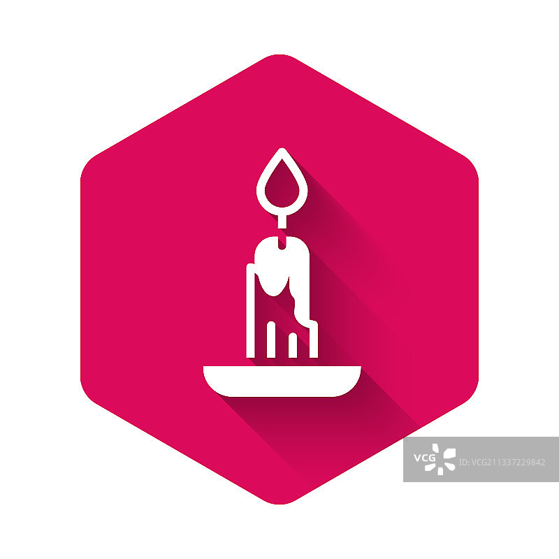 孤立的白色燃烧蜡烛图标图片素材