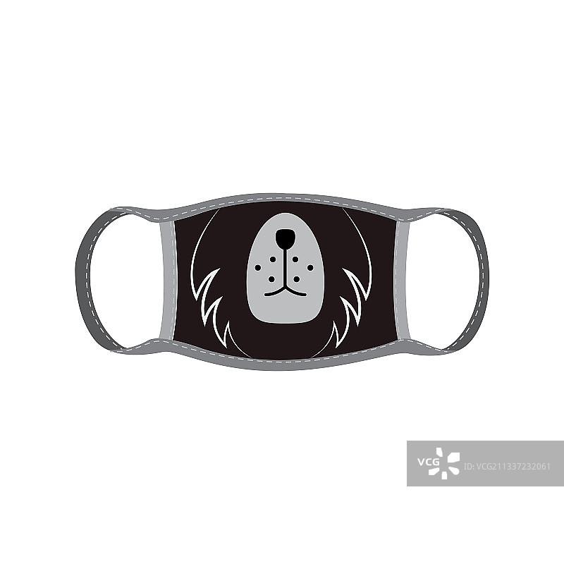 带有熊脸扁平图案的呼吸防护面罩图片素材