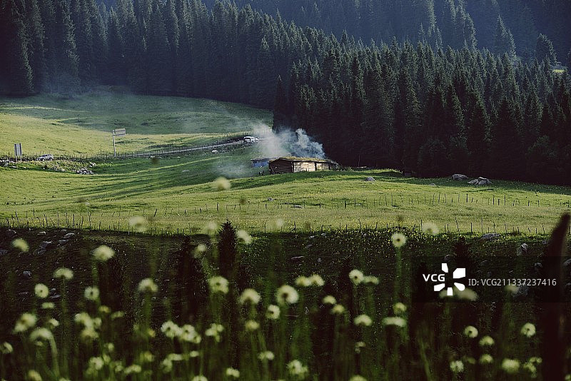 琼库什台村的木屋图片素材