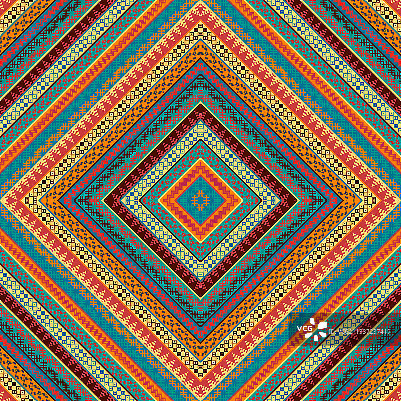 具有民族风格的几何装饰无缝图案图片素材