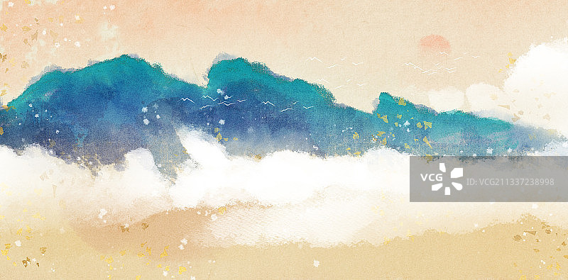 泼墨中国风山水图片素材