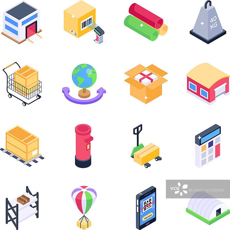 现代等距设计货运服务包图片素材