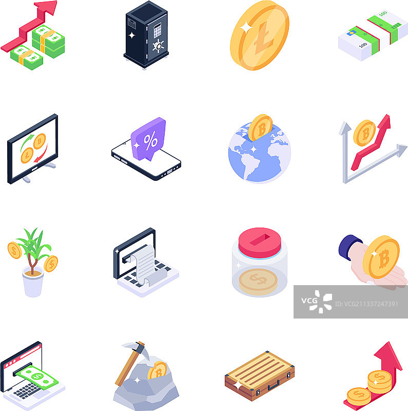 比特币技术2.5D图标包图片素材