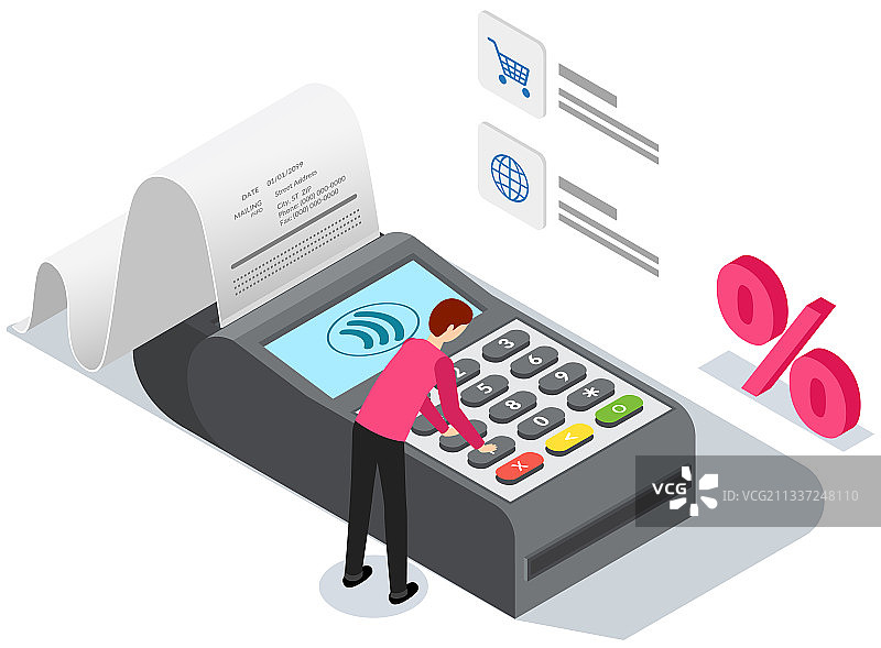 男子收到在线支付支票图片素材