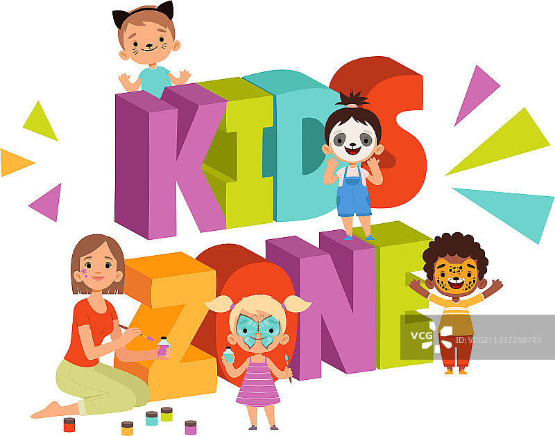 儿童脸部彩绘卡通动画师女孩图片素材