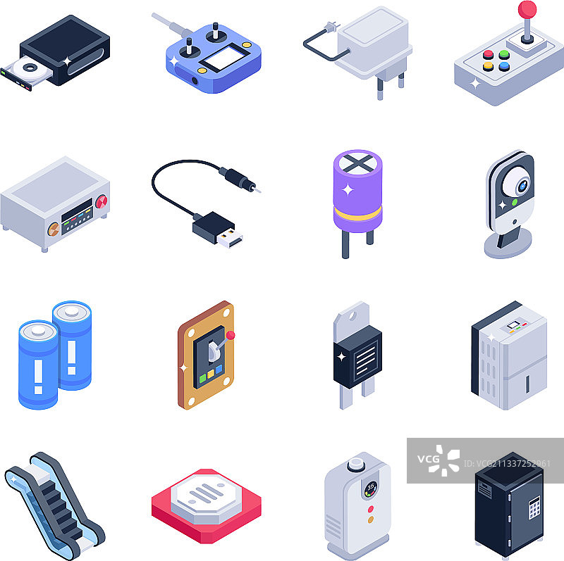 电气设备2.5D图标合集图片素材