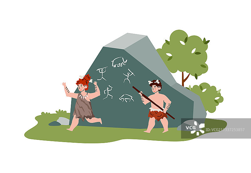 史前洞穴儿童石器时代绘画图片素材