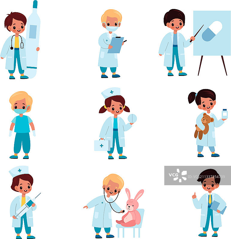 儿童医生与身穿医疗服的孩子图片素材