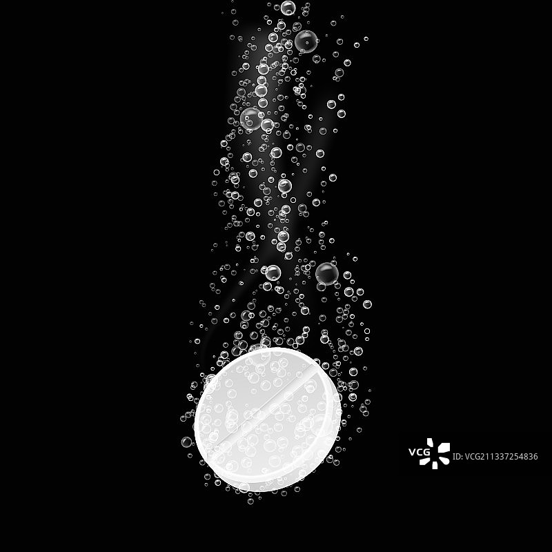 泡腾片溶解气泡的平板电脑图片素材